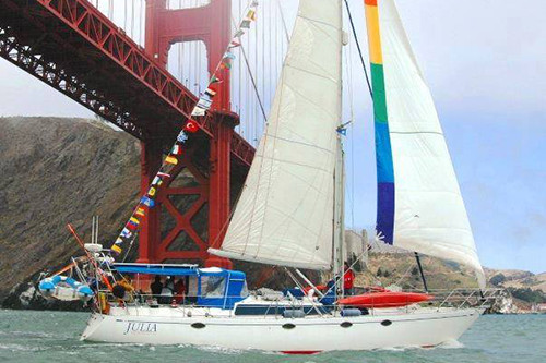 Weather-routed voyage: SY Julia - Stevens 50' - 40,500 nms - Route: World circumnavigation over six years: San Francisco to the Marquesas to Opua, NZ to Indonesia to Thailand, across the Indian Ocean to the Gulf of Aden, Red Sea, across the Mediterranean Sea to Gibraltar to the Caribbean to Panama, back to San Francisco - Capt Larry Jacobson - December 2001
